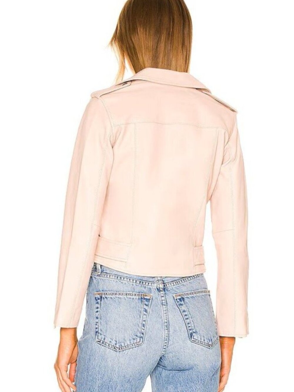 All Saints NWT Balfern Biker Leather Jacket in Powder Pink - Size 10 - Picture 3 of 12